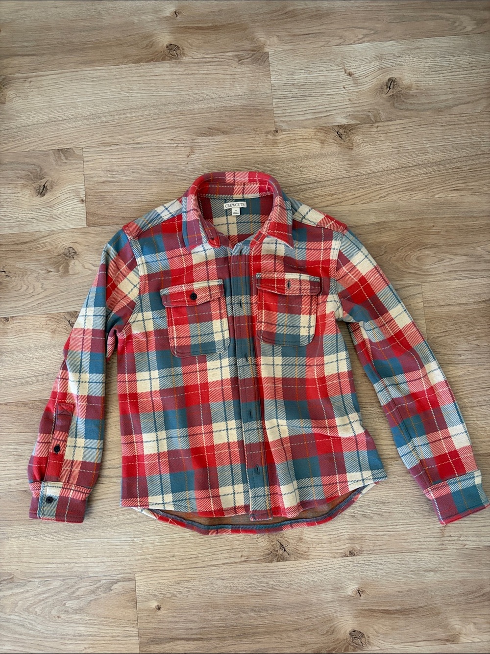 J. Crew Red Blue Plaid Button-Down Shirt Jacket